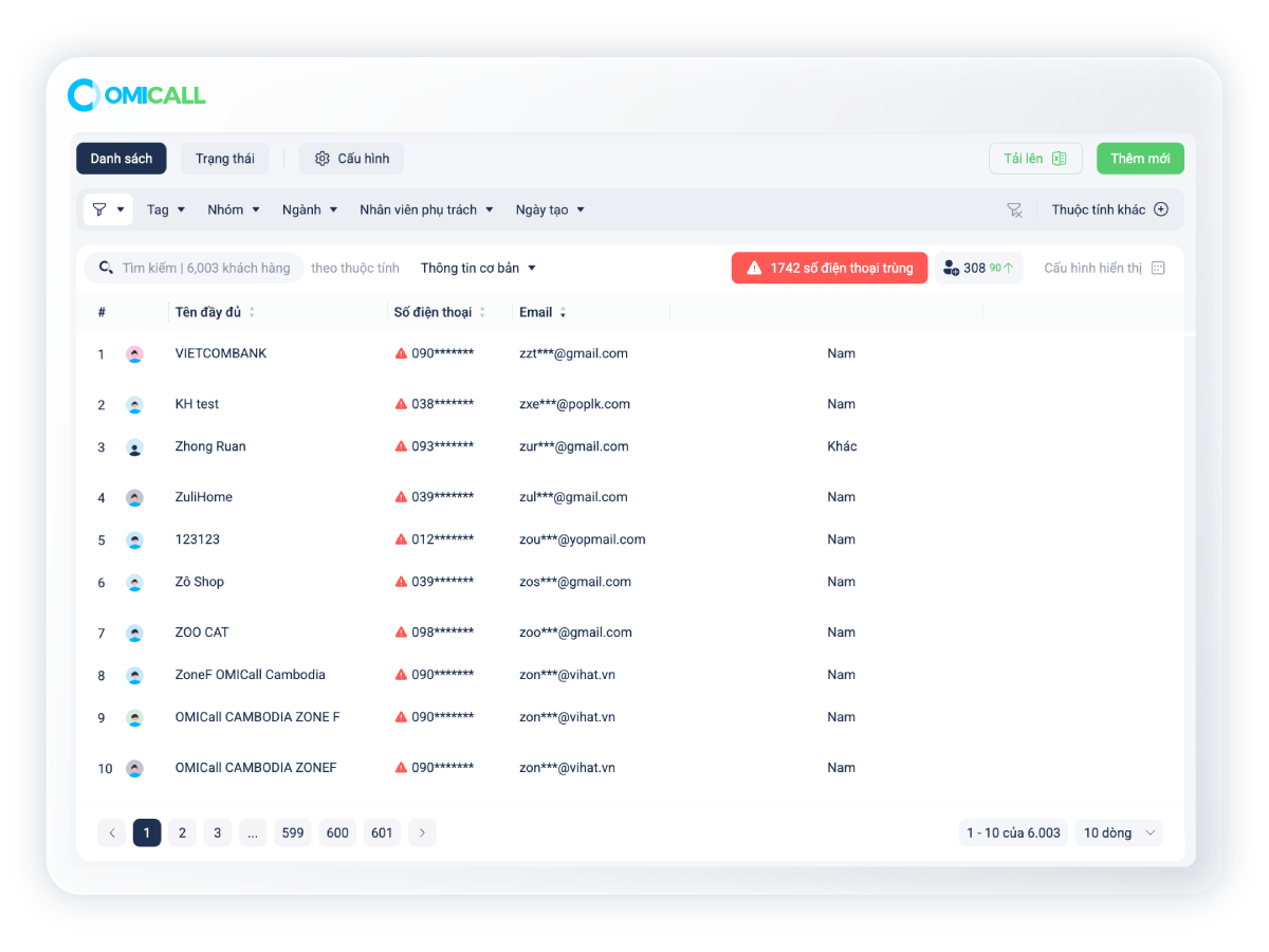 Dialog cảnh báo trùng SĐT