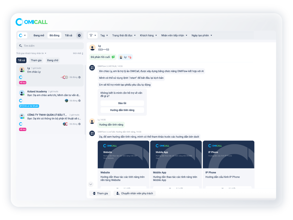 Widget Livetalk trên website