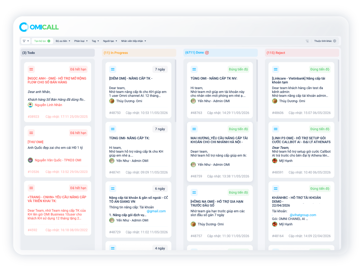 Kanban view — sidebar saved views